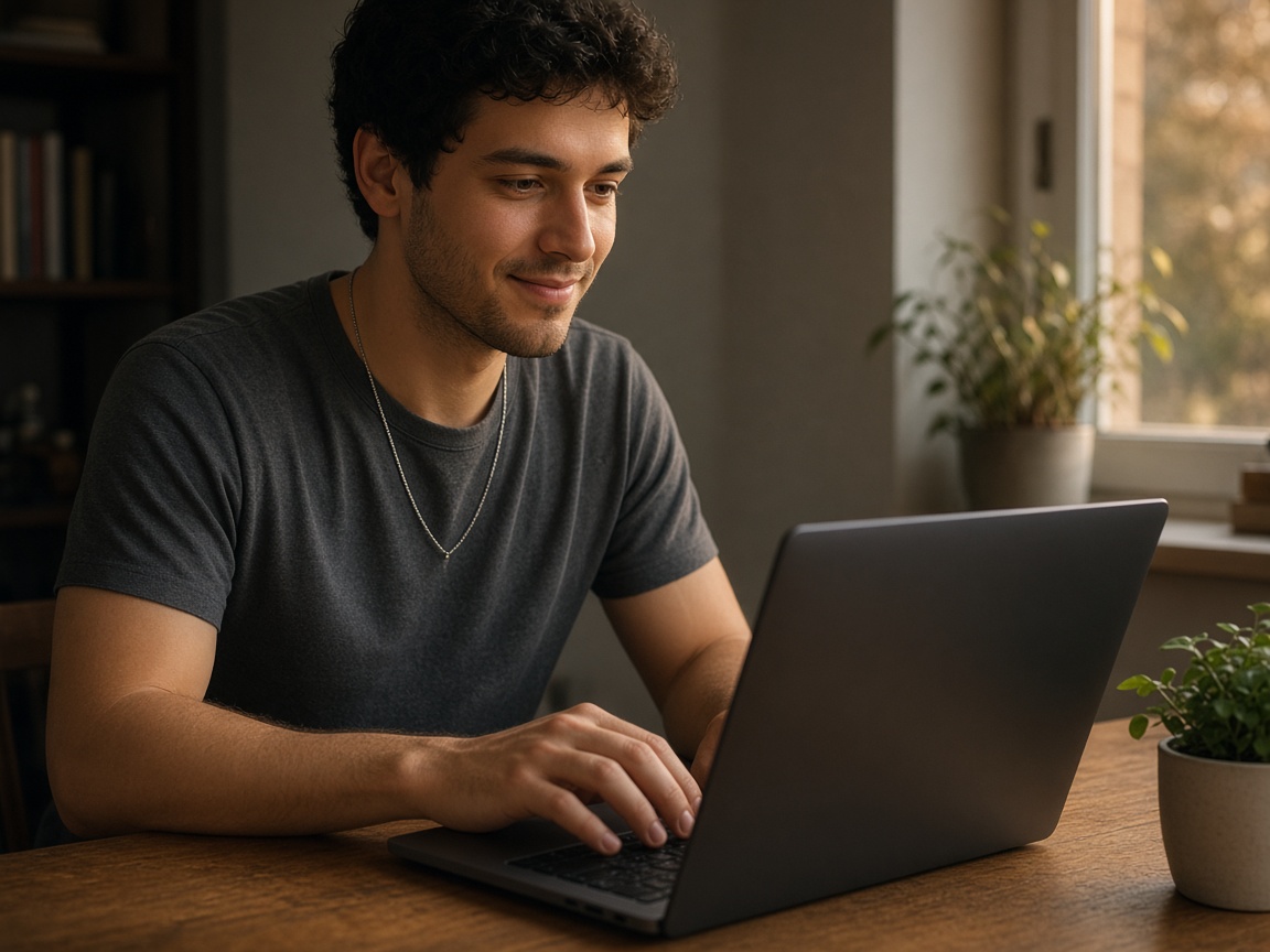 A musician creating an account on a laptop